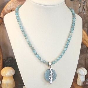 Aquamarine Jay King Pendant and Necklace Sterling Silver Clasp New In Box 18"-20